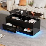 Redom - table basse élévatrice haute brillance tables basses led, table basse de salon, 100x50x55 cm ... Redom - table basse élévatrice haute brillance tables basses led, table basse de salon, 100x50x55 cm ...