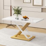 Redom - table à manger blanche pour 4 personnes avec plateau aspect marbre, pieds réglables, table de ... Redom - table à manger blanche pour 4 personnes avec plateau aspect marbre, pieds réglables, table de ...
