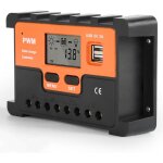 R�gulateur charge solaire pwm 20a, 12v / 24v, double sortie usb 5v, pour panneau solaire