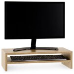 Idimex - rhausseur d'cran bureau connect avec 1 tagre, en bois - coloris chne sonoma