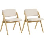 Relax4life lot de 2 chaise pliante en bois, chaise salle a manger avec si�ge rembourr�, housse en lin, ...