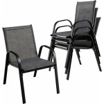Lot de 4 chaises de jardin en textilne, fauteuil gris avec tissu respirant, chaise exterieure 83 x 68 ...