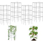 Lot de 4 supports à tomates, support de plante de jardin pré - assemblé avec piquets pour plantes grimpantes ... Lot de 4 supports à tomates, support de plante de jardin pré - assemblé avec piquets pour plantes grimpantes ...