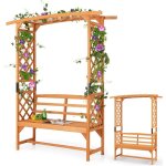Relax4life - arche de jardin avec banc 2 places et treillis latral suprieur pour plantes grimpantes, ...