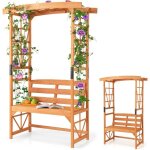 Relax4life - arche de jardin avec banc 2 places et treillis latral suprieur pour plantes grimpantes, ...