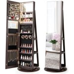 Relax4life - armoire  bijoux pivotante  360 avec miroir pleine longueur, miroir bijoux sur pied avec ...