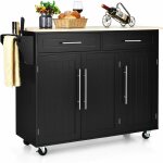 Relax4life desserte cuisine buffet  roulettes avec 3 portes, 2 tiroirs et 6 compartiments, ilt central ...
