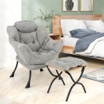 Fauteuil de bureau avec repose - pied, fauteuil scandinave en fleece avec appui - t�te - poche lat�rale ...