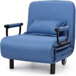 Fauteuil convertible avec roues, accoudoirs et dossier inclinable, canap pliant avec housse amovible ...