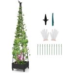Jardini�re avec treillis 206 cm roulettes, lit de jardin sur�lev� avec tubes m�talliques et syst�me d'arrosage ...