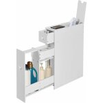 Relax4life meuble rangement de salle de bain avec 2 tiroirs et rabat couvercle, armoire toilette meuble ...