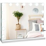 Relax4life - miroir maquillage lumineux hollywood 50 x 40 cm, miroir coiffeuse hd avec 14 ampoules led, ...