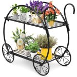 Relax4life porte - plantes interieur � 2 niveaux, �tag�re plante en fer forg� 60x35x66cm, support plantes ...