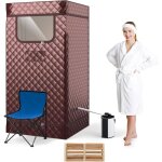 Sauna  vapeur portable, tente sauna portable vapeur 3l avec temprature 9 niveaux, cadre inox, chaise ...