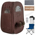 Sauna  vapeur portable, tente sauna portable vapeur 3l, temprature 9 niveaux, cadre inox, chaise pliable, ...