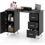 Relax4life table de manucure avec rangement, table manucure avec 3 tiroirs, 2 armoires, table  ongles ...