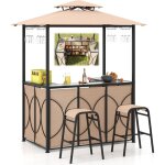 Relax4life - tonnelle barbecue extrieur avec 2 tabourets, abris barbecue, toit ventil, comptoir en ...