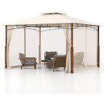 Tonnelle de jardin exterieur avec 4 moustiquaires zippes, barnum 3, 6x3 m avec double toit, cadre en ...