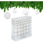 150x boules de nol, paillettes, mates, brillantes, dco sapin, plastique, diamtre 3, 4 et 6 cm, blanches ...