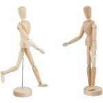 Relaxdays lot de 2 mannequins articul�s, figurines en bois, 30 cm, personnages � manipuler, pour dessin, ...