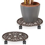 Relaxdays lot de 2 porte - plantes � roulettes, en fonte, h x d chacun : 7, 5 x 34 cm, pour int�rieur ...