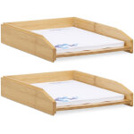 2x corbeilles à courrier empilables, papier format a4, bureau, range - documents & lettres, bambou, 6x25x33cm, ... 2x corbeilles à courrier empilables, papier format a4, bureau, range - documents & lettres, bambou, 6x25x33cm, ...