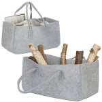 2x paniers  bches, feutre, 2 poignes, pliable, porte - revues, hxlxp : 25 x 25 x 50 cm, cabas bois ...