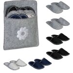 Lot de 6 paires de pantoufles pour les invits, semelle antidrapante, feutre, pochette pratique, multicolore ...
