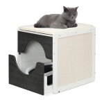 Relaxdays - armoire pour chat avec tiroir coulissant, dissimule la liti�re, h x l x p : 57 x 50 x 60 ...