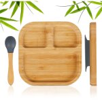 Relaxdays assiette bambou enfant, avec ventouse, sans bpa, antidérapante, compartimentée, nature / gris ... Relaxdays assiette bambou enfant, avec ventouse, sans bpa, antidérapante, compartimentée, nature / gris ...