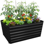 Relaxdays bac potager sur�lev� m�tal galvanis�, fleurs, plantes & l�gumes, h x l x p: 60x120x60 cm, rectangula ...