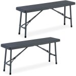 Relaxdays - banc pliable, lot de 2, acier et plastique, pour jardin, terrasse, camping, hlp : 42x100x25 ...