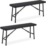 Relaxdays - banc pliable, lot de 2, acier et plastique, pour jardin, terrasse, camping, hlp : 42x100x25 ...