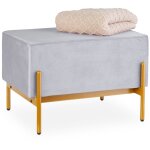 Banquette en velours, pieds en mtal, hxlxp : 40x60x43 cm, banc rembourr, chambre, salon, grise - relaxdays ...