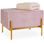 Banquette en velours, pieds en métal, hxlxp : 40x60x43 cm, banc rembourré, chambre, salon, rose - relaxdays ... Banquette en velours, pieds en métal, hxlxp : 40x60x43 cm, banc rembourré, chambre, salon, rose - relaxdays ...