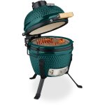 Relaxdays barbecue kamado,  26 cm, grill japonais cramique avec thermomtre 450c, grillade, fumoir, ...