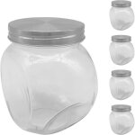 Relaxdays bocaux pour confiseries, lot de 5, 650 ml, candy bar, couvercle inox, transparent / argent� ...