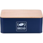 Relaxdays boite � pain, couvercle pratique, design r�tro, h x l x p : 13, 5 x 33 x 19 cm, bleu fonc� ...