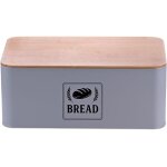 Relaxdays boite � pain, couvercle pratique, design r�tro, h x l x p : 13, 5 x 33 x 19 cm, gris et nature ...