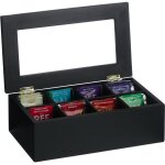 Bote  th, 8 compartiments, bambou, couvercle protgeant le contenu de la poussire, hlp 9x28x16 cm, ...