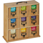 Relaxdays bote  th, 9 compartiments, rangement en bambou,  poser ou suspendre, h x l x p : 29 x 30 ...