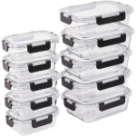 Relaxdays bo�tes en verre avec couvercles, lot de 10, 2 tailles, herm�tiques, empilables, transparentes ...