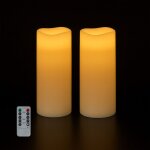 Bougies led, 2 pi�ces, avec t�l�commande, minuterie & flamme vacillante, cire r�elle, sans flamme, blanches ...