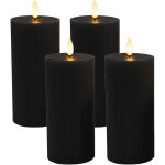 Relaxdays bougies led lot de 4, h x d 18 x 7, 5 cm, flamme vacillante, cire v�ritable, rainur�es, sans ...