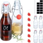 Relaxdays bouteille en verre,  remplir, lot pratique de 6, capacit de chacune : 250 ml, transparente ...