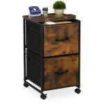 Relaxdays - caisson de bureau, 2 tiroirs, design industriel h x l x p : env. 68 x 40 x 40 cm, marron ...
