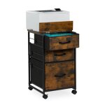 Relaxdays - caisson de bureau, 3 tiroirs, design industriel, h x l x p : env. 68 x 40 x 40 cm, marron ...