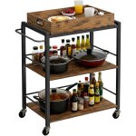 Relaxdays chariot de service, plateau amovible, 3 �tages, hxlxp:88x70x40 cm, chariot de cuisine industriel, ...