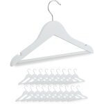 Cintres pour enfants, lot de 20 pi�ces, en bois, crochet pivotant, entretoise & encoches, blanc - relaxdays ...