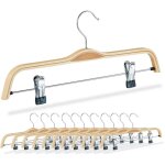 Relaxdays cintres  pantalon, lot de 12, pinces flexibles, pour pantalons et jupes, 37, 5 cm, bois, mtal, ...